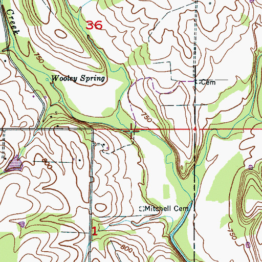 Topographic Map of Tyrone Creek, AL