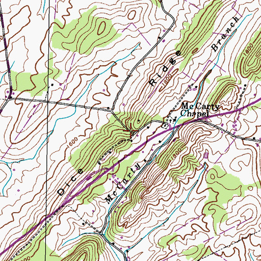 Topographic Map of Dice Ridge, TN