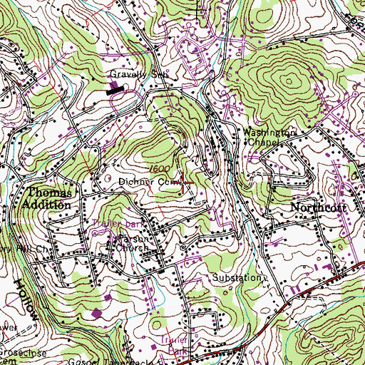 Topographic Map of Dichner Cemetery, TN