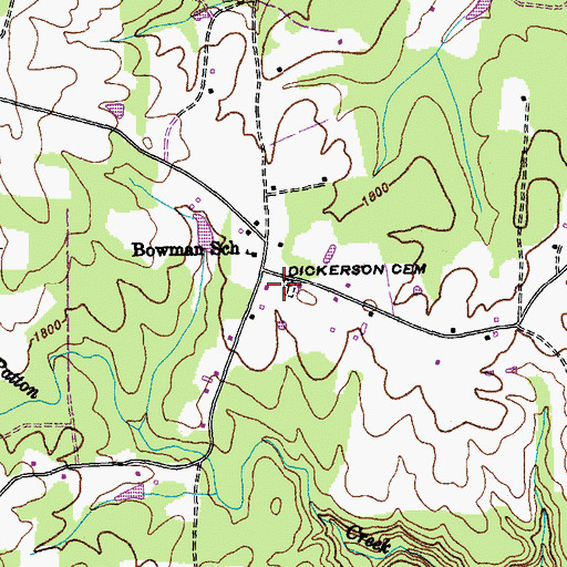 Topographic Map of Dickerson Cemetery, TN
