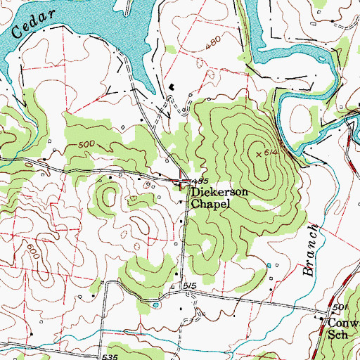 Topographic Map of Dickerson Chapel, TN