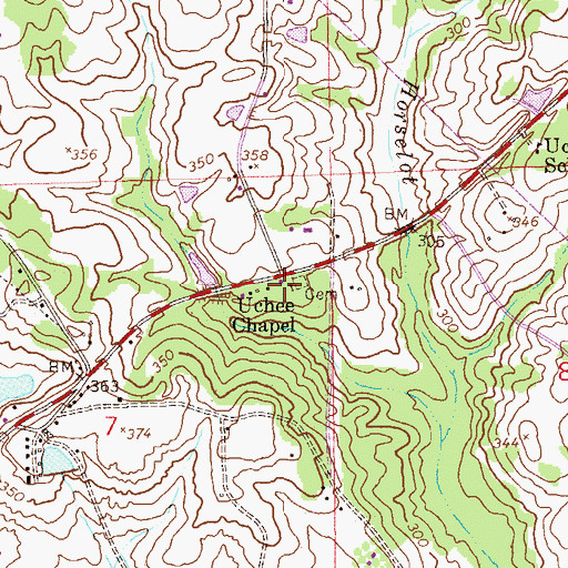 Topographic Map of Uchee Chapel, AL
