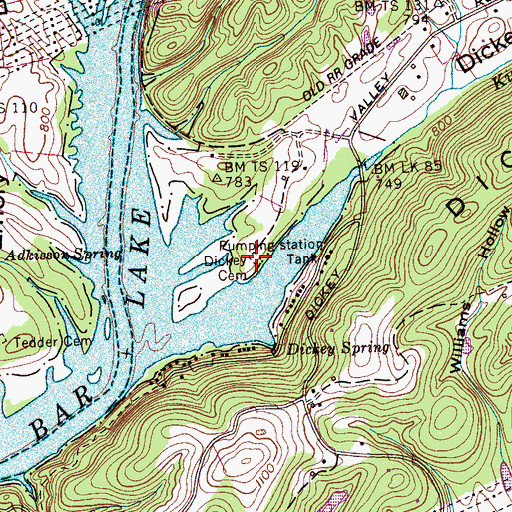 Topographic Map of Dickey Cemetery, TN