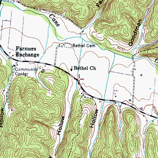 Topographic Map of Dickey Hollow, TN