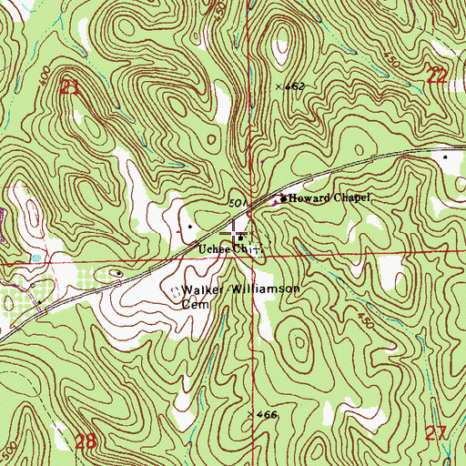 Topographic Map of Uchee Church, AL