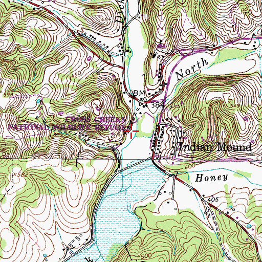 Topographic Map of Dicks Fork Creek, TN