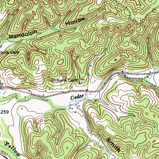 Topographic Map of Dickson Cemetery, TN