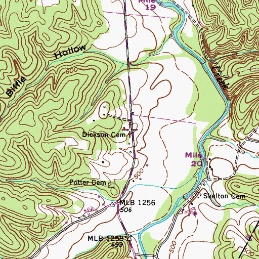 Topographic Map of Dickson Cemetery, TN