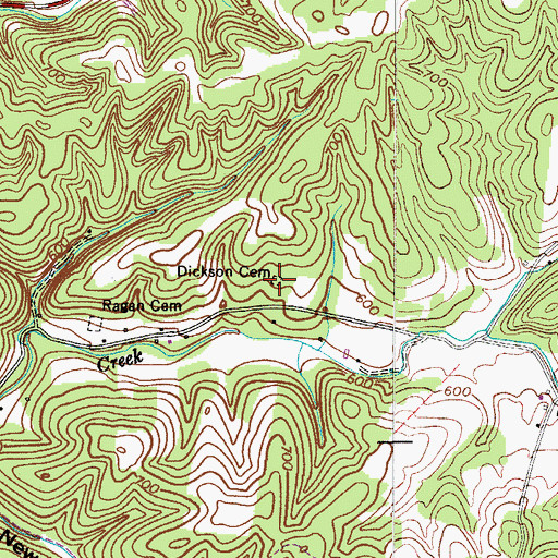 Topographic Map of Dickson Cemetery, TN