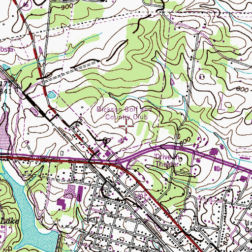 Topographic Map of Dickson Golf and Country Club, TN