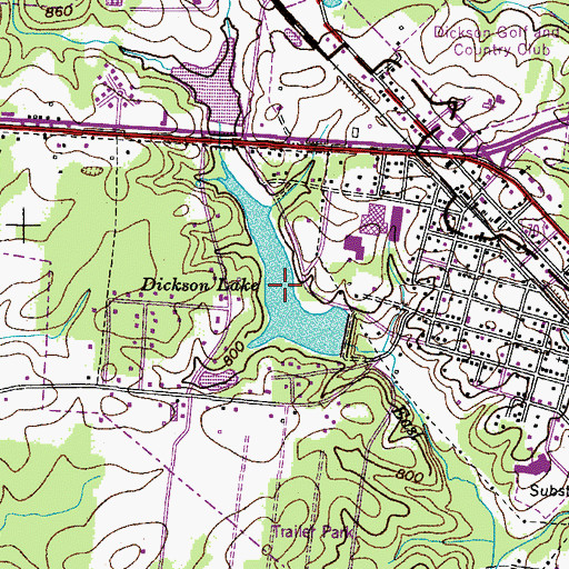 Topographic Map of Dickson Lake, TN