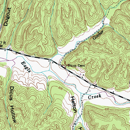 Topographic Map of Dicus Cemetery, TN