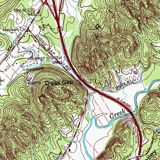 Topographic Map of Diggs Gap, TN