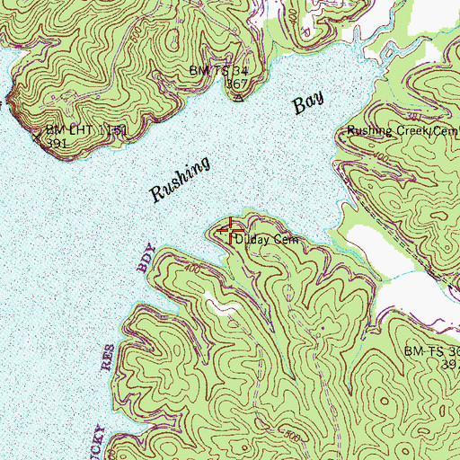 Topographic Map of Dilday Cemetery, TN