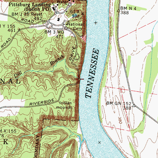 Topographic Map of Dill Branch, TN