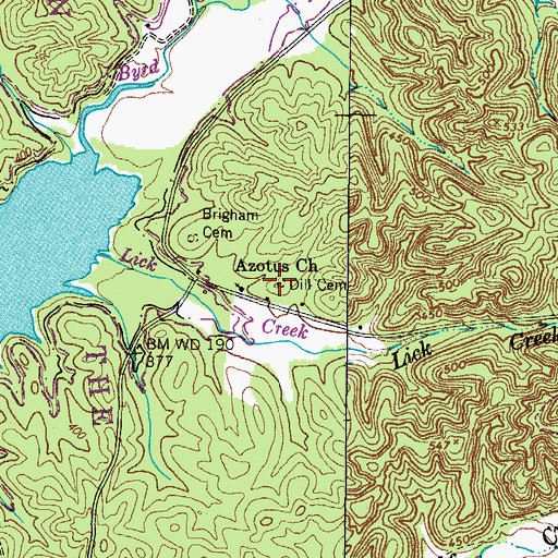 Topographic Map of Dill Cemetery, TN