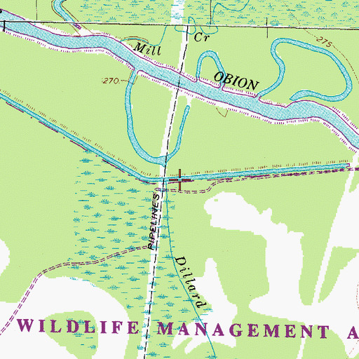 Topographic Map of Dillard Creek, TN