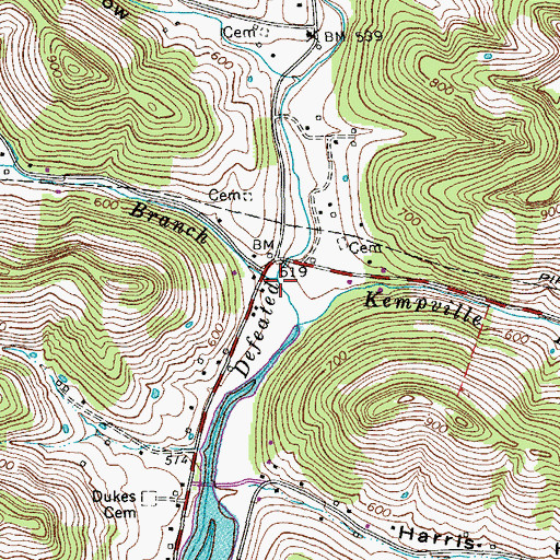 Topographic Map of Dillehay Branch, TN