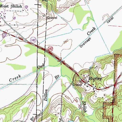 Topographic Map of Dillon Branch, TN
