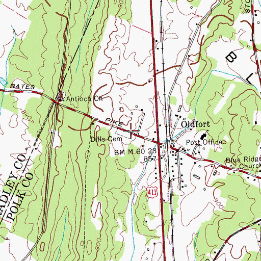 Topographic Map of Dills Cemetery, TN