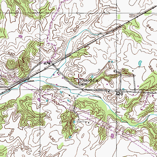 Topographic Map of Dinwiddie Cemetery, TN