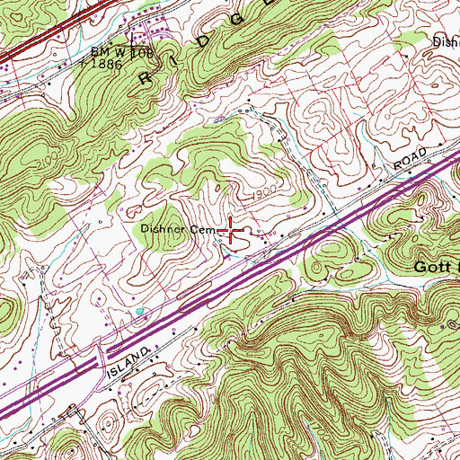 Topographic Map of Dishner Cemetery, TN