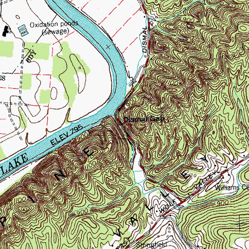 Topographic Map of Dismal Gap, TN