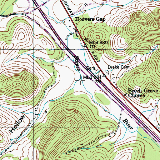 Topographic Map of Dismal Hollow, TN