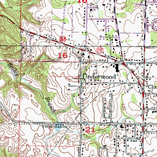 Topographic Map of Underwood, AL