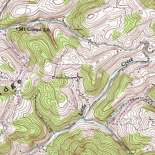 Topographic Map of Dixon Cemetery, TN
