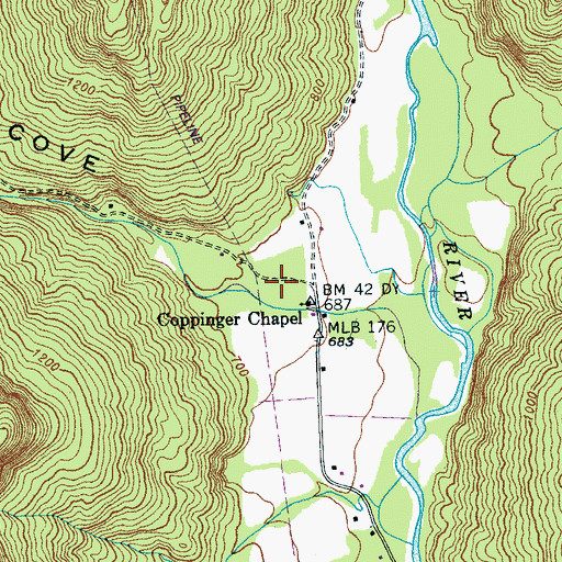 Topographic Map of Dixon Cove, TN