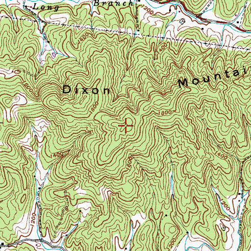 Topographic Map of Dixon Mountain, TN