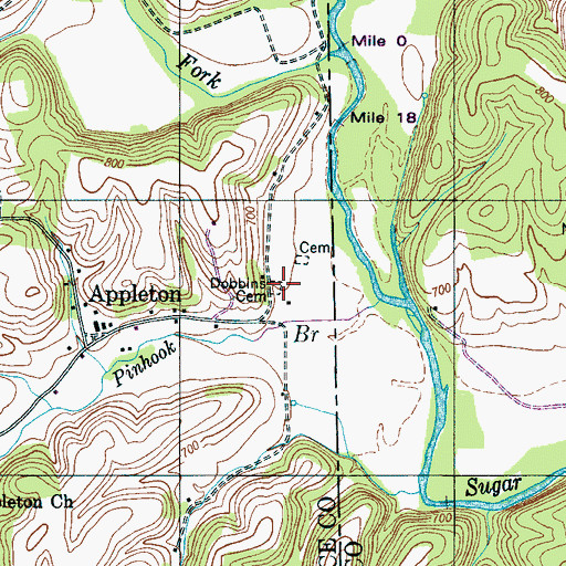 Topographic Map of Dobbins Cemetery, TN