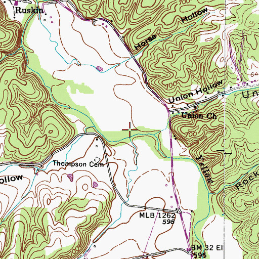 Topographic Map of Dodd Branch, TN