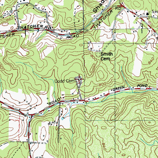 Topographic Map of Dodd Cemetery, TN