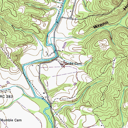 Topographic Map of Dodd Cemetery, TN