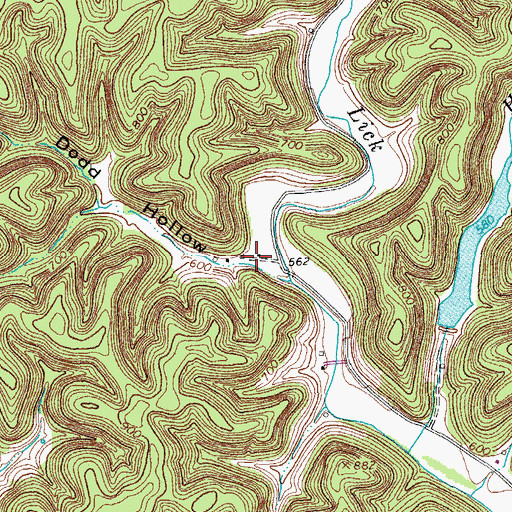 Topographic Map of Dodd Hollow, TN