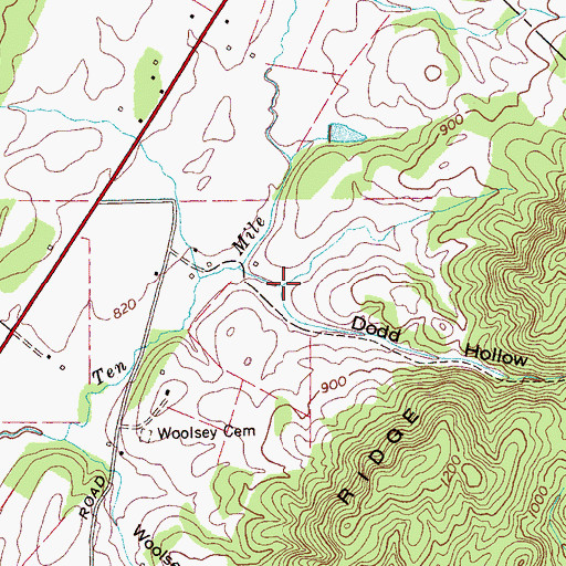 Topographic Map of Dodd Hollow, TN