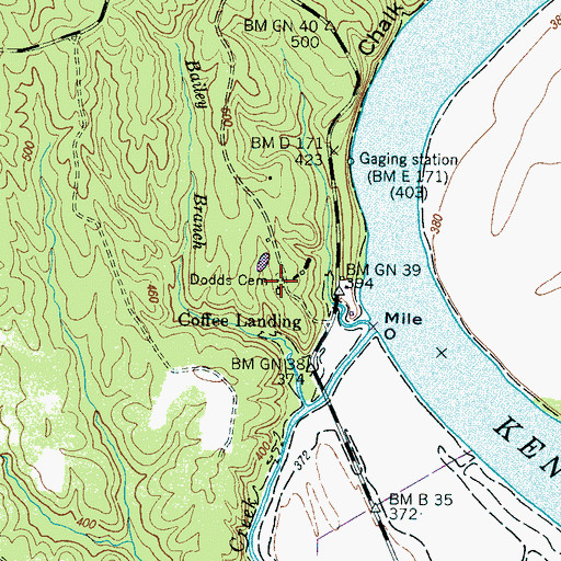Topographic Map of Dodds Cemetery, TN