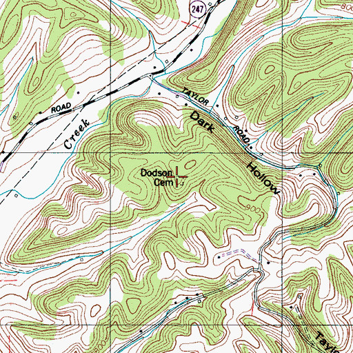 Topographic Map of Dodson Cemetery, TN