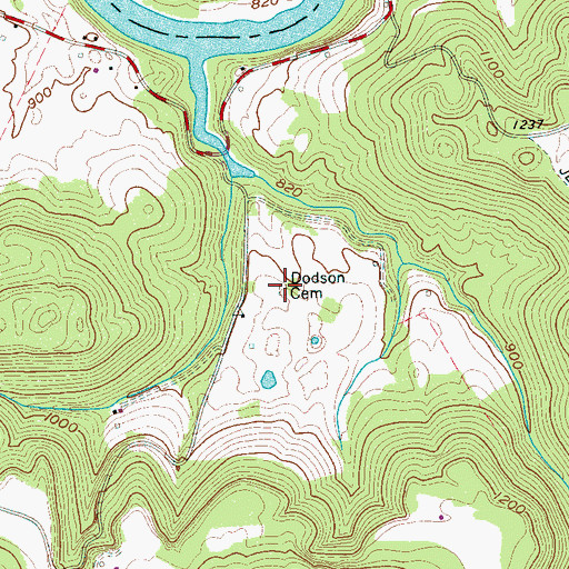 Topographic Map of Dodson Cemetery, TN