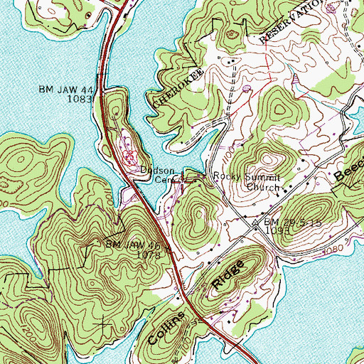 Topographic Map of Dodson Cemetery, TN