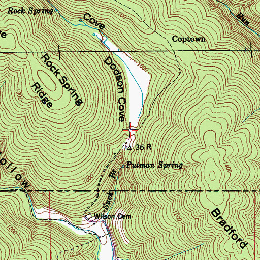Topographic Map of Dodson Cove, TN