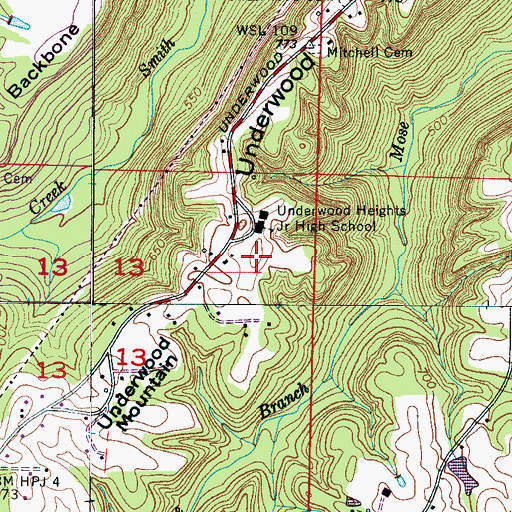 Topographic Map of Underwood Mountain, AL