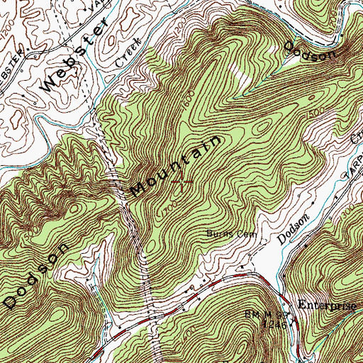 Topographic Map of Dodson Mountain, TN