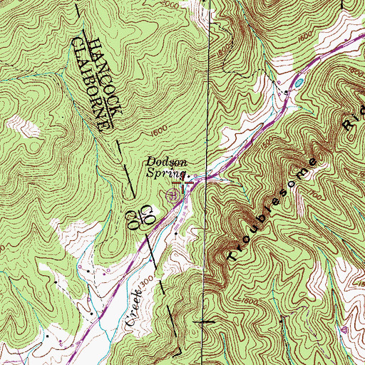 Topographic Map of Dodson Spring, TN