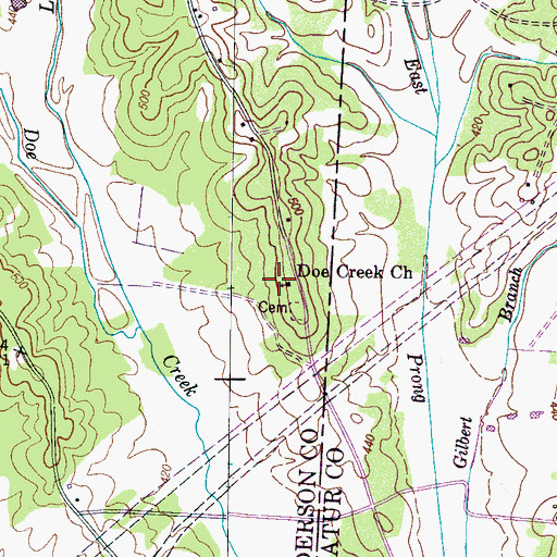 Topographic Map of Doe Creek Church, TN