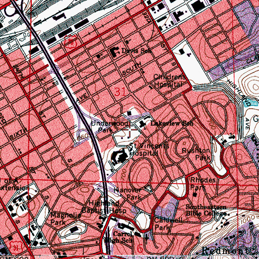 Topographic Map of Underwood Park, AL