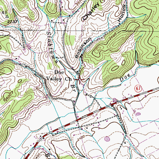 Topographic Map of Doe Valley Church, TN