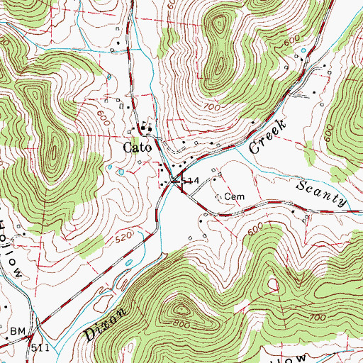 Topographic Map of Dog Branch, TN